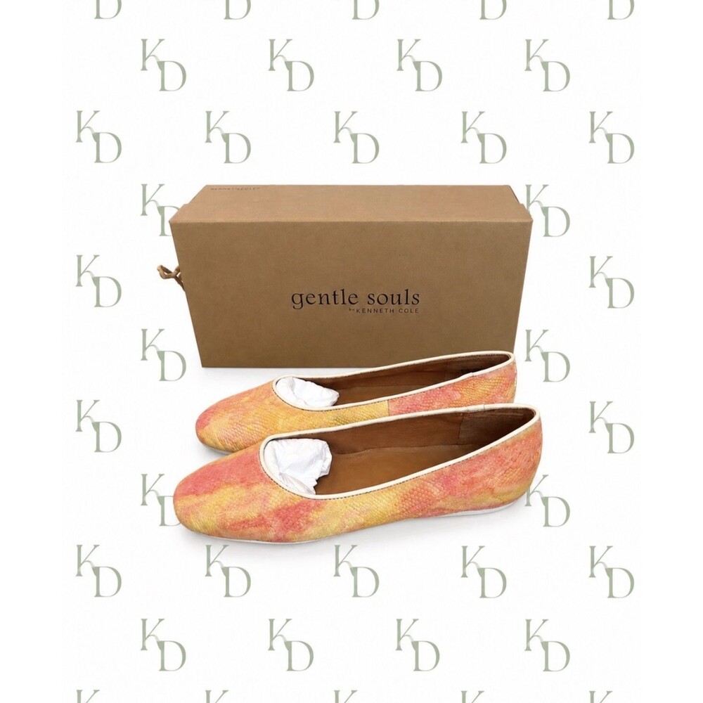 Gentle Souls Eugene Travel Ballet Flats Size 7.5M Tropical Pastel in Calf Skin